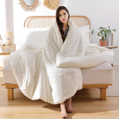 ROSGONIA Alaskan King Comforter, Ivory, 136x120 Soft Bedding Blanket Quilt