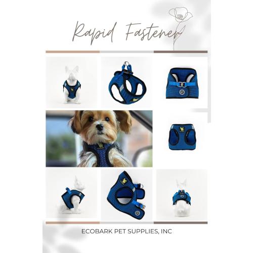 EcoBark Step in Dog Harness - Eco-Friendly Teacup Dog Harnesses for XXS, XS, and Small Dogs - Reflective and Adjustable Mini Body Halter Vest -Tiny Soft Mesh Toy Breed Harness (Bright Blue, XXS)