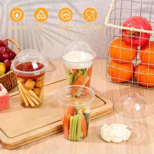 DI QIU REN 50pcs 12oz Clear Parfait Plastic Cups with Dome Lids & Spoons