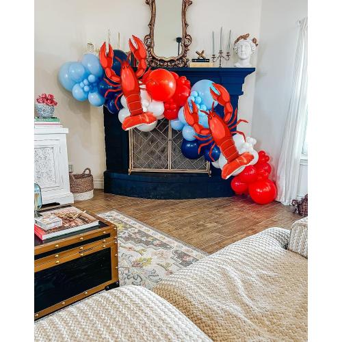 Crawfish Balloon Garland Arch Kit 143Pcs Red Blue White Balloons