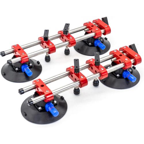 HIGHTOP 2PCS 6 inch Seamless Seam Setter With Vacuum Suction Cups For Seam Joining Leveling,Solid Countertop Installation Tool for Quartz slabs ，Granite, Stone, Marble,Tile Gap Regulator Red