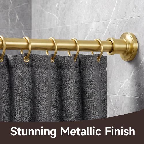 BRIOFOX Gold Tension Curtain Rod 24 to 50 Inch(2-4.1ft) - Spring Tension Shower Curtain Rod, No Drilling Brass Gold Tension Rod for Curtains Windows Closet Kitchen