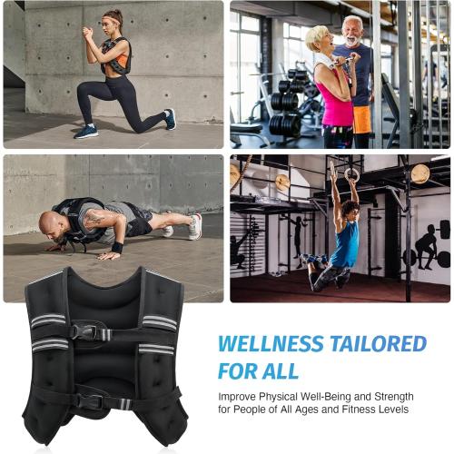 ZELUS Weighted Vest, 6lb/8lb/12lb/16lb/20lb/25lb/30lb Weight Vest with Reflective Stripe for Workout, Strength Training, Running, Fitness, Muscle Building, Weight Loss, Weightlifting