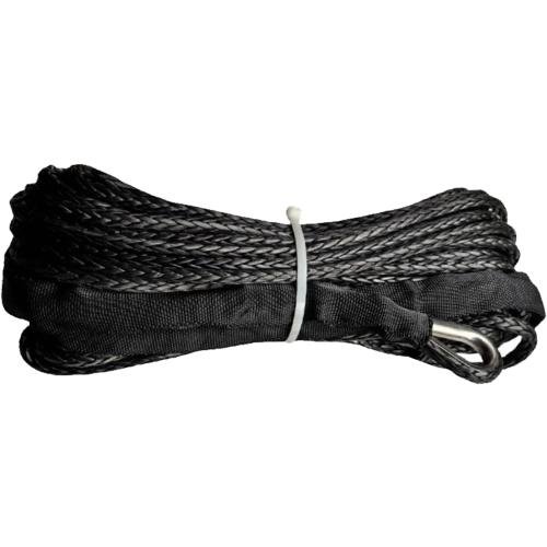 1/4 Inch x 50 Foot 10000 lb Synthetic Winch Rope Kit, Black