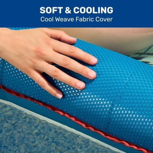 Aqua Comfort Inflatable Pool Float Lounge with Headrest & Footrest for Adults, Blue/Orange Surfer Sunset