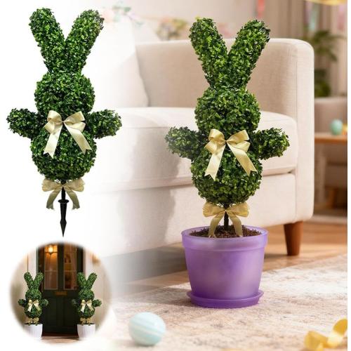 Artificial Bunny Shaped Topiary Tree Rabbit Shaped Topiary Trees with Ground Artificial Faux Fake Spike Pla Easter Boxwood