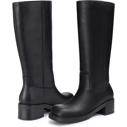SIZE 6 ❗❗Athlefit Knee High Boots Square Toe Ridng Chunky Tall Boots for Women