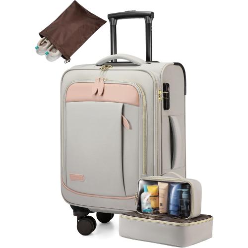 LOVEVOOK 4 Pcs Carry On Luggage 22x14x9 Airline Approved 20 Inch Underseat Carry on Suitcase for Women Men Softside Travel Luggage with Spinner Wheels and TSA Lock