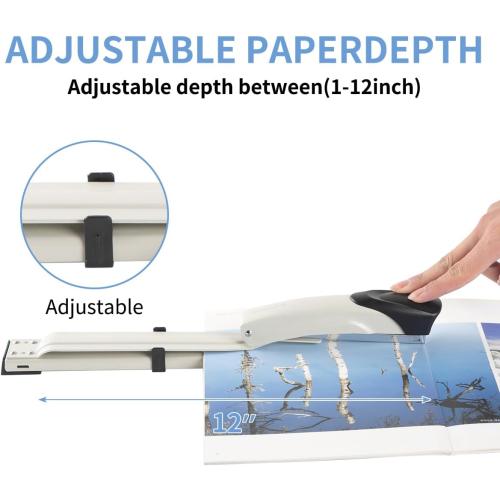Long Reach Stapler,with 2000 Staples & Stapler Remover Full Strip，20-25 Sheet Capacity,with Built-in Ruler and Adjustable Locking Paper Guide, Gray