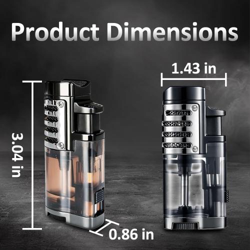 Zoocura Torch Lighter 2 Pack Triple Jet Flame Butane Torch Lighters Refillable Butane Gas Lighters Windproof Adjustable 3 Flame Lighter for Christmas (Without Gas)
