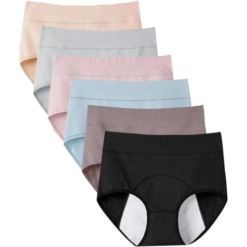 6pcs Incontinence Underwear for Women, High Waisted Ladies Underwear, Reusable Cotton Panties, Washable