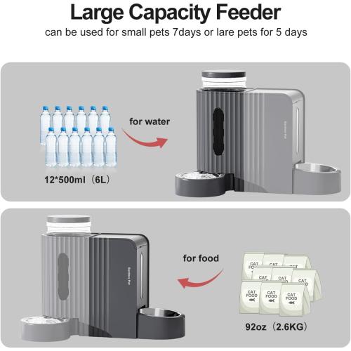 USED ‼️ Gravity Automatic Cat Feeder, Water & Food Dispenser Set, Stainless Bowls