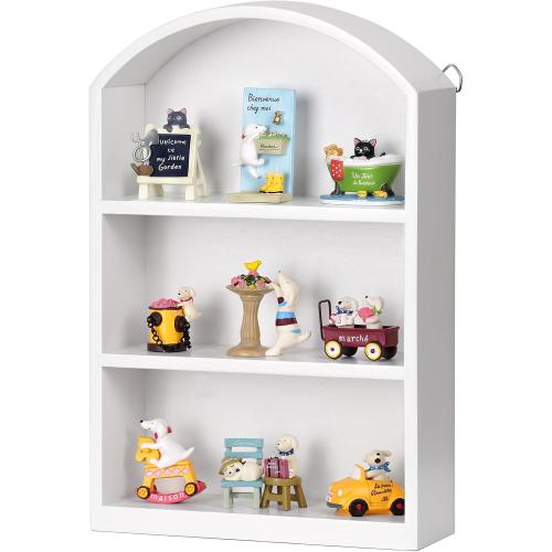 9x13.5 Small Arched Trinket Display Shelf Shadow Box, White