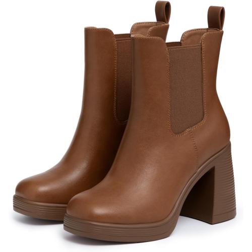Athelfit Women's Chunky Heel Platform Chelsea Ankle Boots 8‼️