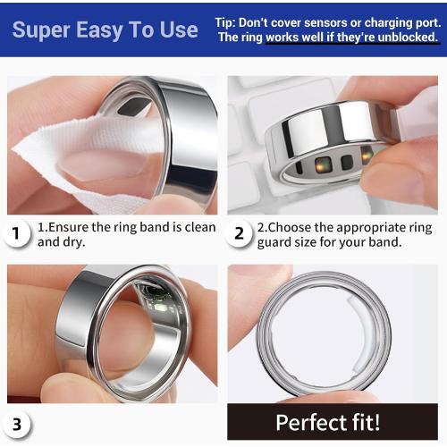 Smart Ring Size Adjuster - 120Pcs Invisible Fit for Oura 4/3, Galaxy Ring, Ultra Human AIR, RingConn 2/1, Amazfit Helio - Loose Ring Sizing Kit (Transparent)