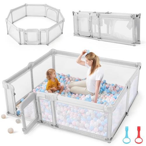 Size 79x71 Color dark grey Sweeby Foldable Baby Playpen, Baby Gate Playpens for Babies and Toddlers 79x71 Extra Large Play Yard with Door Fence with Mat and Indoor Play Pen,