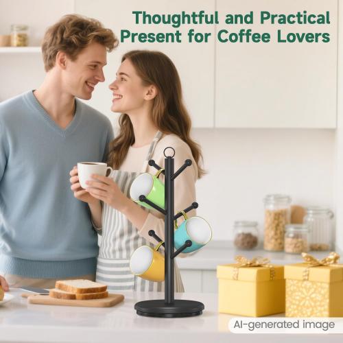 EsLuker.ly Mug Holder Tree Bamboo 360° Rotating Coffee Cup Display Rack