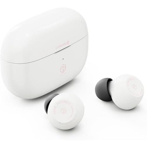 ROSESELSA Ceramics Wireless Earbuds, High-Fidelity Sound, 60ms Gaming Earphones, 35H Playtime with Super Charge, IPX5 Sweat Resistant, Dual Connectivity, Bluetooth 5.3, ENC White