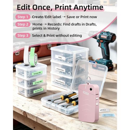 ORGSTA Label Maker, S001 Portable Bluetooth Label Maker Machine with Tape
