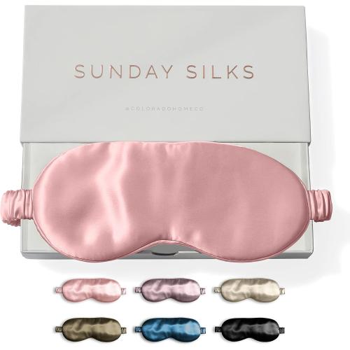 Color Pink SUNDAYSILKS™ Exclusive Mulberry Silk Sleep Mask | Soft Eye Covers, Blackout Sleeping Mask for Women & Men | Silk Eye Mask for Sleep, Travel, and Relaxation | Antifaz para Dormir [Pink Quartz]