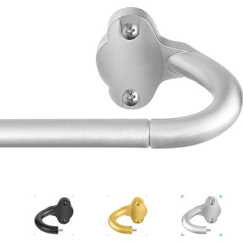 TVWOO Silver Wrap Around Curtain Rods:5/8 In Blackout Adjustable Window Curtain Rod for Bedroom Kitchen Apartment Renter Friendly,Room Darkening Curved Drapery Rods Easy Install,Antique Silver 48-90