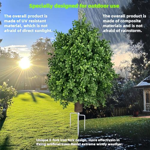 Boxwood Topiary Bush -Artificial Topiary for Outdoors-Evergreen Plants Topiary Ball Tree UV-Resistant Faux Greenery Pot Fillers 1-Pack for Outdoor Front Porch Garden Yard Balcony Decor
