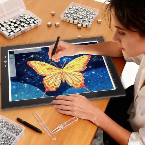 HSK 9”x13”LED Artist tracing Light Box Copy Table, Adjustable High Brightness Light Pad for Tatto Drawing, Sketching, Animation, Diamond Painting Accessories