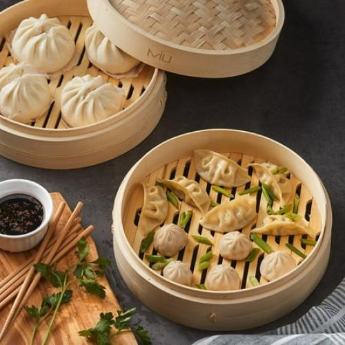 MIU 10” 2-Tier Bamboo Steamer Basket