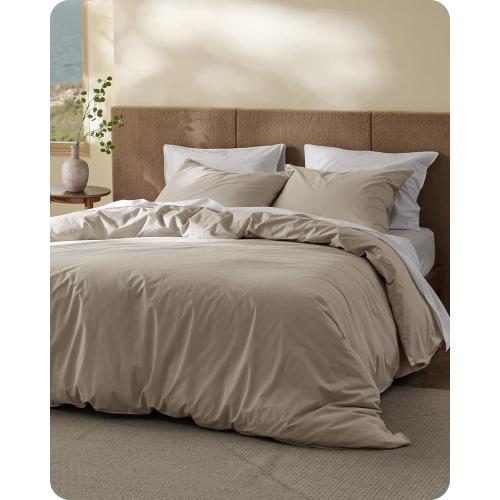 Bedsure PureWoven 100% Cotton Slub Weave Duvet Cover, Oversized King, 3-PC