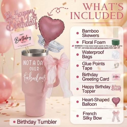 40oz Birthday Tumbler For Women Her Not A Day Over Fabulous Bouquet Gifts