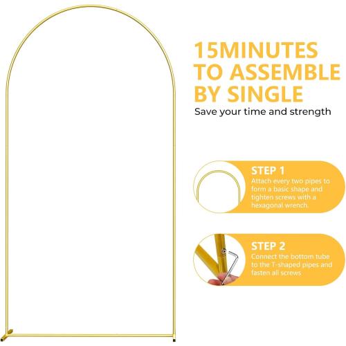 6.6FT Metal Arch Backdrop Stand Gold Balloon Arch Frame for Wedding Party
