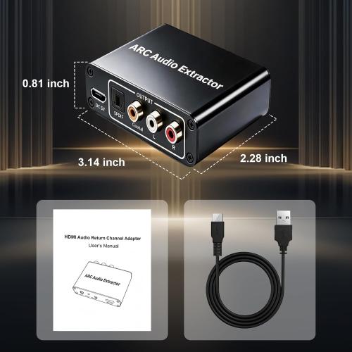 HDMI ARC Audio Extractor 192KHz HDMI ARC to RCA Audio Converter