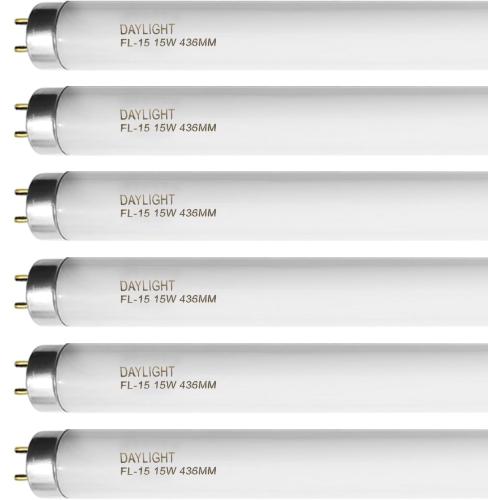 F15T8/DL 18 Inches T8 15 Watt Fluorescent Tube Compatible for Sylvania GE Eiko F15/T8/D Daylight 6500K G13 Bi-Pin Base 6 Count