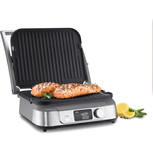 Cuisinart Electric Griddler FIVE Countertop Grill, Enjoy 5-in-1 Functions Including Panini Press, LCD Display, Wide Temperature Range, and Sear Function, Nonstick Plates, GR-5NAS, Stainless Steel
