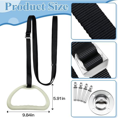 Tandefio 2 Sets Elderly Pull up Bed Trapeze Ceiling Mounted Bar Trapeze Stand Ladder Bed Helper 2 Stainless Steel Fixing Plate 8 Stainless Steel Expansion Bolt 4 Snap Hooks for Bed Mobility Transfer