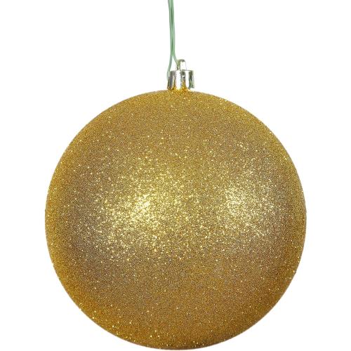 Vickerman 6 Antique Gold Glitter Ball Ornament, 4 per Bag