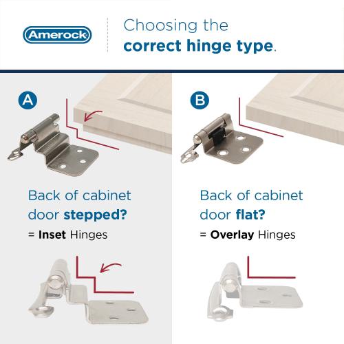 Amerock 105-Degree Inset Surface Self-closing Champagne Bronze Cabinet Hinge, 1 Pair (2-Pieces)