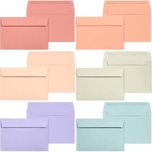A4 Envelopes - 48-Pack Colored Invitations, 4x6, Pastel Colored, 4 1/4 x 6 1/4 Inches, 6 Warm Pastel Colors