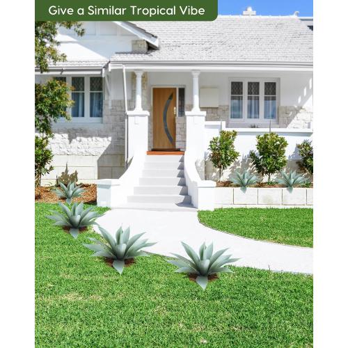 Velener Artificial Outdoor Blue Agave Plant - Small Size UV Resistant Fake Agave Plants for Indoor and Outdoor Decor(14 Inch)-2 Pack