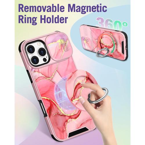 Buleens for iPhone 16 Pro Case 6.3 Inch - with Ring Stand & Camera Cover Aesthetic Cute Designed for Women Girls Pretty Girly Fashion Teens Phone Case for iPhone 16 Pro Compatible with Magsafe