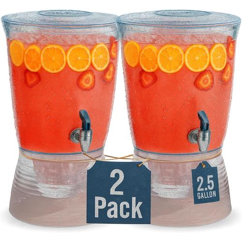 Drink Dispenser for Parties (2.5 Gallon) for Countertop (2 Pack)