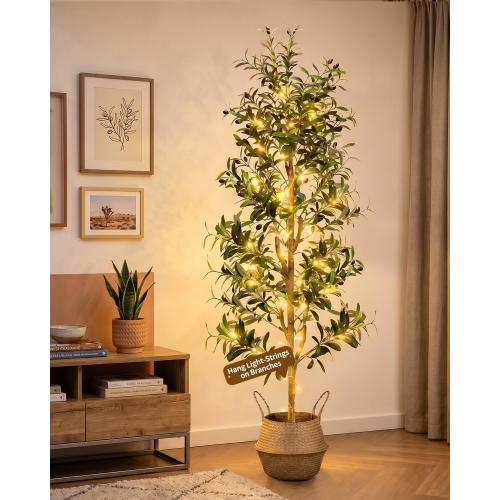 Olive Trees Artificial Indoor 6Ft Tall Faux Plants Large Fake Olivos Tree