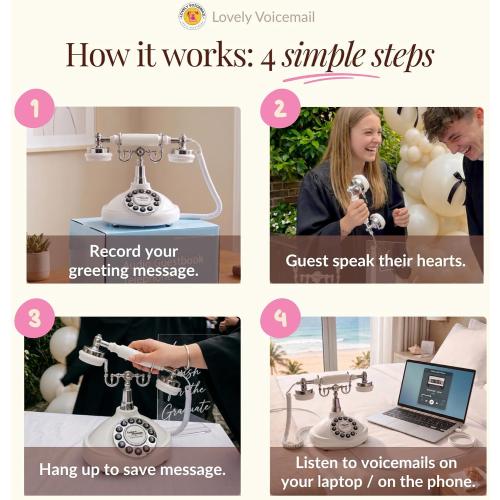 Audio Guest Book, Voicemail Phone Guestbook, White & Black