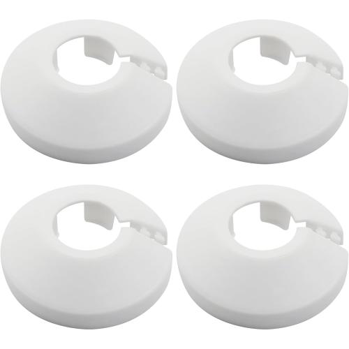 4 Pack 1/2 Inch White Plastic Pipe Cover, 16mm (5/8)