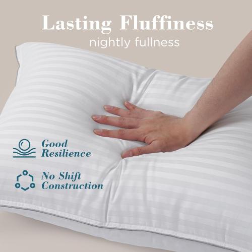 viewstar Pillows Queen Size Set of 2, Firm Support, Striped White