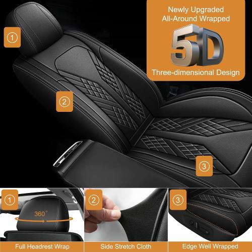 Car Seat Covers Full Set Fit for Nissan Kicks 2018-2025 2026 Waterproof Seat Covers Faux Leather Car Seat Cushions Automotive Seat Protectors Covers(5 Seats, Black)