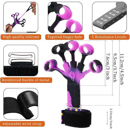 Grip Strength Trainer with Forearm Strengthener, Hand Grip Strengthener, Hand Extension Exerciser, Stress Relief Ball and Hand Grip Strengthener for Muscle Building and Injury Recover(5 PCS)