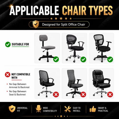 Water-resistant Stretchable Computer Chair Covers - Washable Rotating Backrest and Seat Protectors for Pets - Black