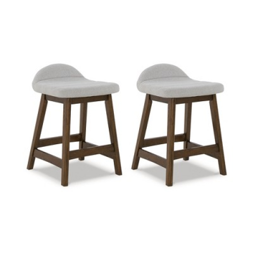 Set of 2 Color Grey Signature Design by Ashley Lyncott Counter Height Upholstered Barstool with Foam Cushion, Set of 2, Light Gray