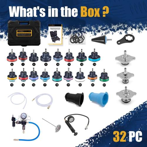 28pcs Radiator Pressure Tester Kit, Coolant Vacuum Refill Kit